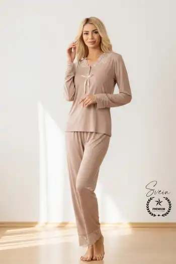 #Pijama Vizon Penye Kadın Pijama Takımı Rahat Ev Giyim Günlük ve Çeyizlik Nefes Alabilen Yumuşak