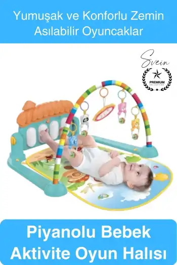 #OyunHalısı Piyanolu Bebek Aktivite Oyun Halısı Asılabilir Oyuncaklı Yumuşak Zemin Aktivite Matı