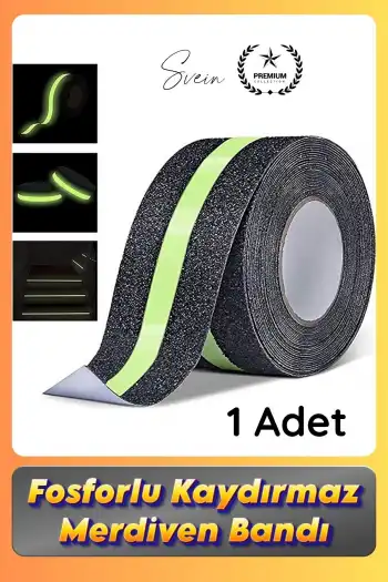 #Bant 1 Adet Fosforlu Kaydırmaz Merdiven Bandı 5 cm x 3 m Fotolümenli Yeşil Zemin Güvenlik Basamak