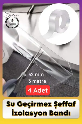 #SızdırmazBant 4 Adet Su Geçirmez Şeffaf İzolasyon Bandı Tezgah Lavabo Kenar Tamir Güçlü 38mm x 3m