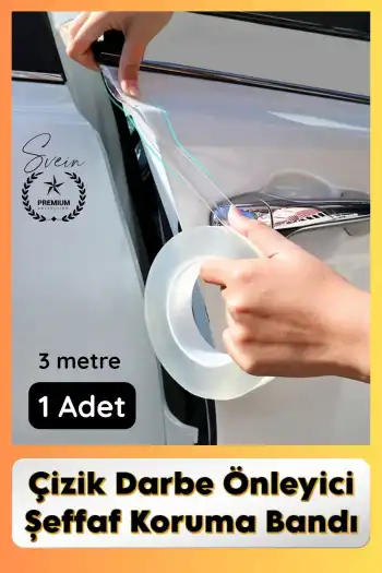 #KapıKoruma 1 Adet 3 Metre Oto Kapı Çizik Önleyici Şeffaf Koruma Bandı Darbe Koruyucu İz Bırakmaz