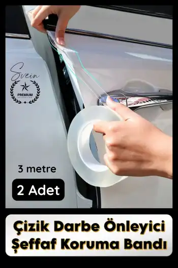 #KapıKoruma 2 Adet 3 Metre Oto Kapı Çizik Önleyici Şeffaf Koruma Bandı Darbe Koruyucu İz Bırakmaz