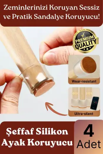 #Sandalye Sessiz Sürtünme Çizilme Önleyici Keçeli Şeffaf Silikon Sandalye Ayak Koruma Pedi 4 Adet