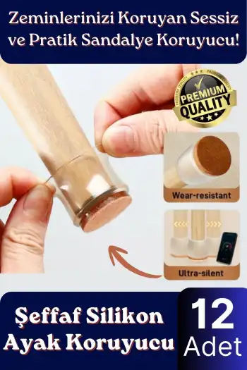 #Sandalye Çizilme Sürtünme Önleyici Sessiz Keçeli Şeffaf Silikon Sandalye Ayak Koruma Pedi 12 Adet