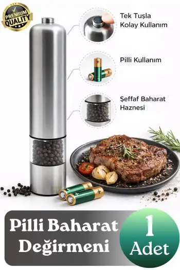 #Değirmen Pratik Mutfak Taze Zahmetsiz Pilli Otomatik Tuz Karabiber Baharat Çekme Değirmeni Öğütücü