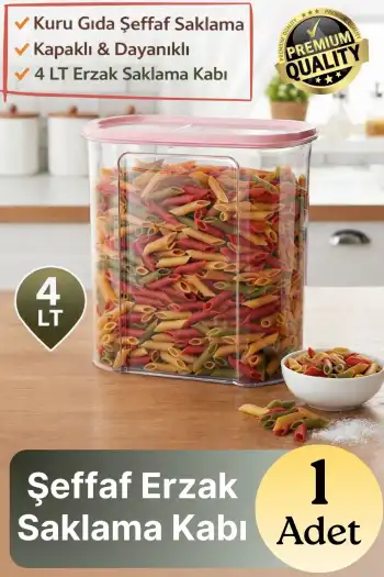 #SaklamaKabı Mutfak Düzeni Organizer Kapaklı Dayanıklı Şeffaf Kuru Gıda Erzak Saklama Kabı 4 Lt
