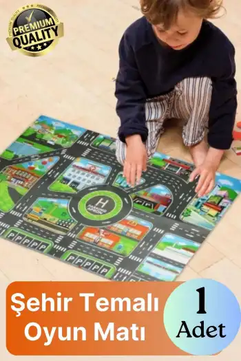 #OyunMatı Eğitici Araba Yolu Deseni Halı Hayal Gücü Keşfetmek Mutlu Eğlenceli Şehir Temalı Oyun Matı