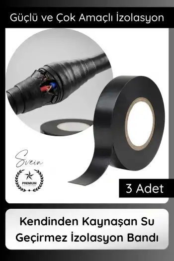 #EriyenBant 20mmx3m Su Geçirmez Eriyen Bant Kendinden Kaynaşan İzolasyon Bandı Suya Dayanıklı 3 Ad.