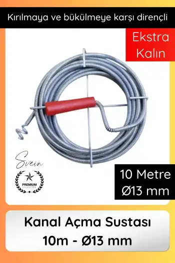 #KanalAçıcı Kanal Açma Sustası 10 m 13 mm Profesyonel Lavabo Gider Açıcı Spirali Güçlü Temizlik