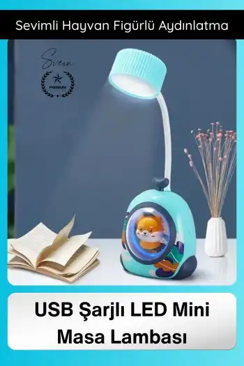 #MasaLambası USB Şarjlı LED Mini Masa Lambası Çocuklar İçin Hayvan Figürlü Pet Kabin Sevimli