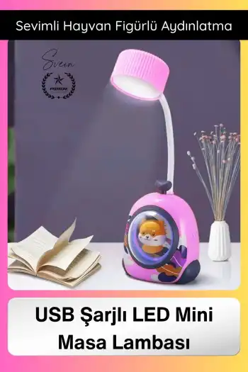 #MasaLambası USB Şarjlı LED Mini Masa Lambası Çocuklar İçin Hayvan Figürlü Pet Kabin Sevimli