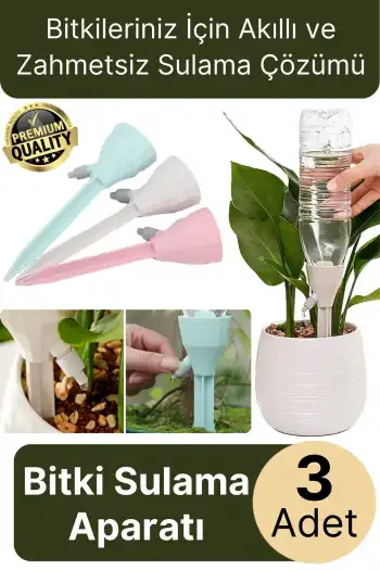 #Bitki Kontrollü Düzenli Damlatma Ayarlanır Başlık Pet Şişe Uyumlu 3lü Otomatik Bitki Sulama Aparatı