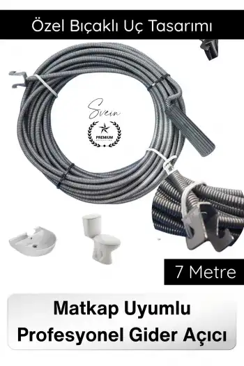 #KanalAçıcı 7 Metre Spiral Kanal Açma Susta Matkap Uyumlu Bıçaklı Pimaş Gider Açıcı Boru Temizleme Aparatı Klozet Lavabo Profesyonel Tıkanık Boru Tamir Pratik Derin Temizlik Esnek Çelik Hortum