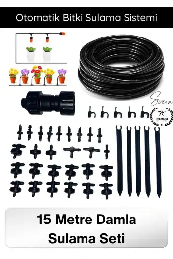 #Sulama 15 Metre Damla Sulama Seti Otomatik Bitki Sulama Sistemi Bahçe ve Balkon İçin Su Tasarruflu Geniş Yayılım Dayanıklı Uzun Ömürlü Düzenli Dengeli Akış Saksı Hobi Kolay Kurulum 15 M Hortum