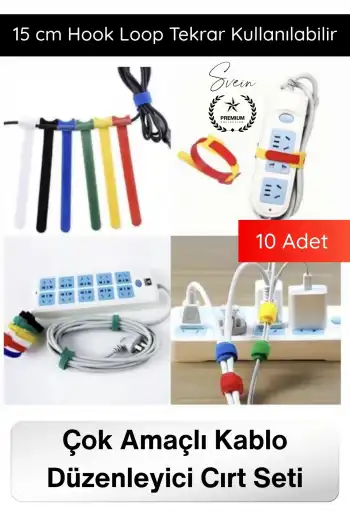 #Düzenleyici Organizer Naylon Siyah Çok Amaçlı Kablo Düzenleyici Cırt Cırtlı Kelepçe Seti 10 Adet 15cm Hook Loop Tekrar Kullanılabilir Kablo Toplayıcı Ev Ofis Atölye Masaüstü Düzenleme Aparatı