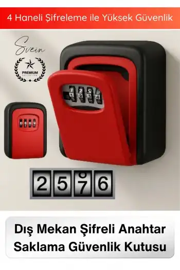 #Kasa Kasa Dış Mekan Şifreli Anahtar Saklama Güvenlik Kutusu Kırmızı Dayanıklı Kilitli Key Lock Box Airbnb Ofis Bahçe Duvar Montajlı 4 Haneli Kombinasyon Eşya Saklama Kasası Kart Özel Eşya Paslanmaz