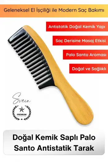 #Tarak El İşçiliği Doğal Kemik Saplı Tarak Palo Santo Aromalı Saç Bakım Tarağı Masaj Etkili Antistatik Dolaşım Artırıcı Düğüm Açıcı Sağlıklı Parlak Saç Bakım Aksesuarı