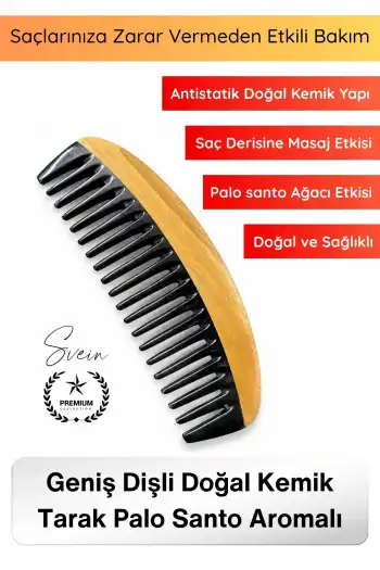 #Tarak El Yapımı Geniş Dişli Doğal Kemik Tarak Palo Santo Aromalı Antistatik Saç Bakım Tarağı Kıvırcık Dalgalı Saç Düğüm Açıcı Masaj Etkili Kompakt Sapsız Sağlıklı Parlak Görünüm