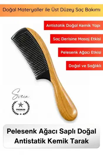 #Tarak Doğal Antistatik Kemik Tarak Pelesenk Ağacı Saplı El İşçiliği Saç Bakım Tarağı Masaj Etkili Düğüm Açıcı Elektriklenme Önleyici Sağlıklı Parlak Saç Profesyonel Bakım Aksesuarı