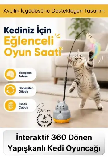 #KediOyuncağı İnteraktif 360 Dönen Yapışkanlı Kedi Oyuncağı Peluş Balıklı Yaylı Olta Eğitici Hareketli Kedi Aktivite Oyuncağı Avcılık Egzersiz Aparatı Yapışkan Tabanlı Dayanıklı Pet Oyuncağı