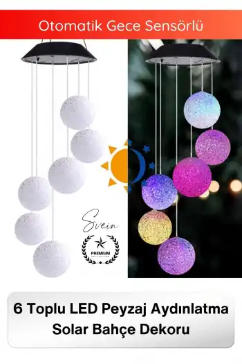 #SolarLed Solar Bahçe Dekoru 6 Toplu LED Peyzaj Aydınlatma Renkli Işıklı Güneş Enerjili Su Geçirmez Dış Mekan Kazıklı Balkon Teras Çim Yol Dekoratif Lamba IP65