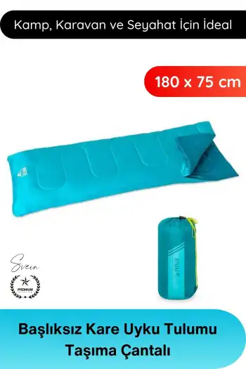 #UykuTulumu Kamp Piknik Karavan Outdoor Hafif Taşınabilir Polyester Elyaf Dolgulu Kapitoneli Başlıksız Kare Uyku Tulumu Taşıma Çantalı 180x75 cm 7 11 Derece Sıcaklık Aralığı Konforlu Dayanıklı