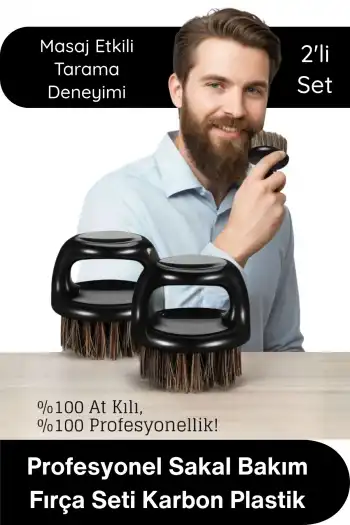 #Fırça Profesyonel berber sakal bakım fırça seti doğal at kılı karbon plastik ergonomik çiftli ense temizleme masaj şekillendirme kompakt dayanıklı kişisel hijyen grooming aksesuar çok fonksiyonlu