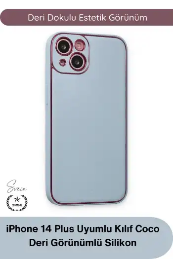 #Kılıf İphone 14 Plus Uyumlu Kılıf Coco Deri Görünümlü Silikon Kapak Darbe Emici Esnek Yumuşak Koruyucu Çizilme Önleyici Kamera Korumalı Şık İnce Kaymaz Premium Telefon Aksesuarı