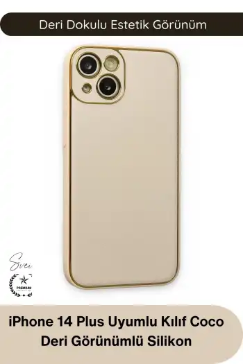 #Kılıf İphone 14 Plus Uyumlu Kılıf Coco Deri Görünümlü Silikon Kapak Darbe Emici Esnek Yumuşak Koruyucu Çizilme Önleyici Kamera Korumalı Şık İnce Kaymaz Premium Telefon Aksesuarı