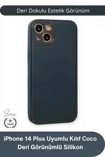 #Kılıf İphone 14 Plus Uyumlu Kılıf Coco Deri Görünümlü Silikon Kapak Darbe Emici Esnek Yumuşak Koruyucu Çizilme Önleyici Kamera Korumalı Şık İnce Kaymaz Premium Telefon Aksesuarı