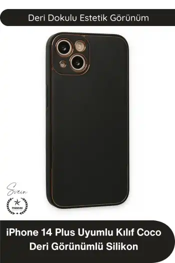 #Kılıf İphone 14 Plus Uyumlu Kılıf Coco Deri Görünümlü Silikon Kapak Darbe Emici Esnek Yumuşak Koruyucu Çizilme Önleyici Kamera Korumalı Şık İnce Kaymaz Premium Telefon Aksesuarı