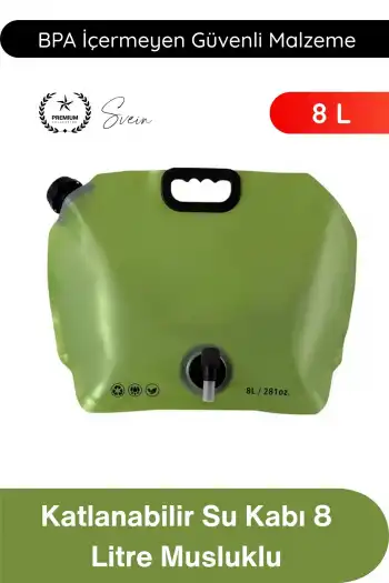 #SuKabı Katlanabilir Su Kabı 8 Litre Musluklu Akordiyon Su Deposu Kamp Karavan Piknik Portatif BPA İçermeyen Taşınabilir Sızdırmaz Hijyenik Plastik Su Bidonu Outdoor Kullanım
