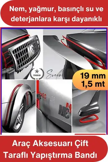 #AksesuarBandı Araç Aksesuarı Çift Taraflı Yapıştırma Bandı 19mm x 1.5 Metre Gri Oto Spoiler Anten Çıta Harf Logo Amblem Krom Nikelaj OGS Güçlü Montaj Bandı Dış Mekan Dayanıklı
