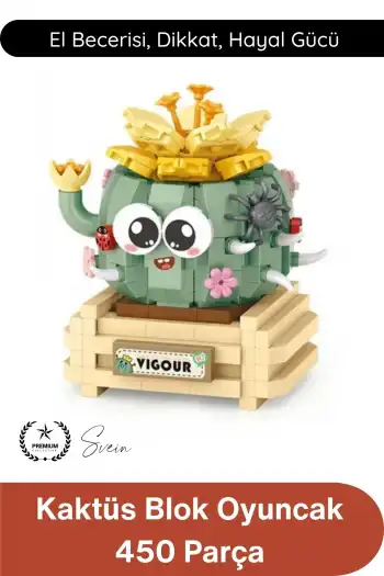 #BlokPuzzle Kaktüs Blok Oyuncak 450 Parça Yapı İnşa Seti Eğitici Zeka Geliştirici Montaj Puzzle STEM Tasarım Motor Beceri Dikkat Konsantrasyon Çocuk Hobi Aktivite Oyunu Renkli Maket