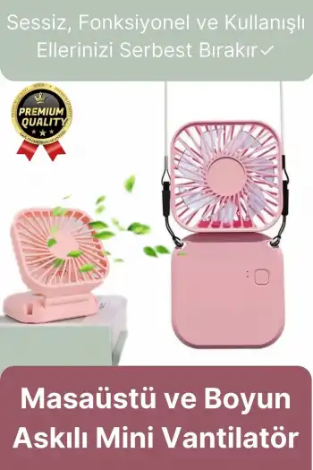 Çok Fonksiyonlu Taşınabilir Sessiz Serinletici Şarjlı Fan Masaüstü Ve Boyun Askılı Mini Vantilatör