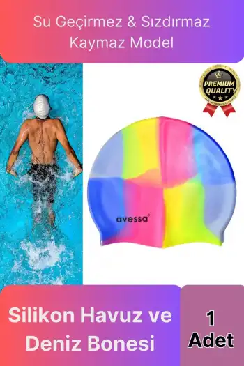 Çok Renkli  Su Geçirmez Sızdırmaz Kaymaz Elastik Yüzme  Silikon Deniz Havuz Yüzme Bonesi