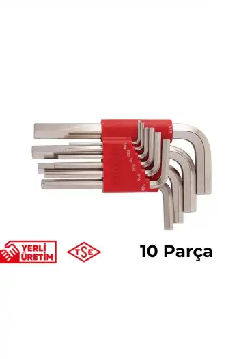 İzeltaş Allen Anahtar Takımı Altı Köşe SAE 10 Parça Paslanmaz Yamulmaz Sağlam Çelik Uzun Ömürlü Alyan Seti
