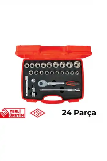 İzeltaş Altı Köşe Lokma Anahtar Takımı 1/2 İnç 24 Parça Cırcırlı Paslanmaz Çelik Uzun Ömürlü Çok Amaçlı Tamir Seti Bits Uç Profesyonel
