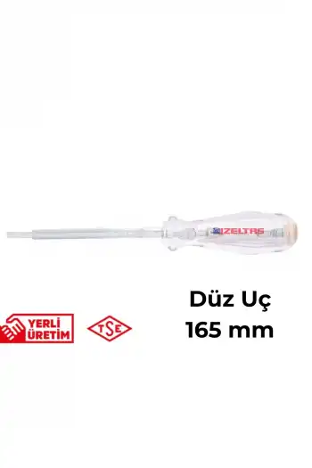 İzeltaş Elektrik Kontrol Kalemi Düz Uçlu Master 165 mm Elektrikçi Profesyonel Paslanmaz Çelik Güvenli Sağlam Uzun Ömürlü Priz Ölçüm Tornavidası