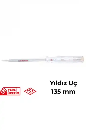 İzeltaş Elektrik Kontrol Kalemi Yıldız Uçlu 135 mm Elektrikçi Profesyonel Paslanmaz Çelik Güvenli Sağlam Uzun Ömürlü Priz Ölçüm Tornavidası