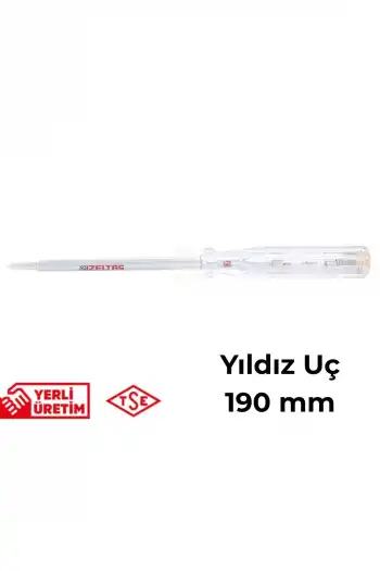 İzeltaş Elektrik Kontrol Kalemi Yıldız Uçlu 190 mm Elektrikçi Profesyonel Paslanmaz Çelik Güvenli Sağlam Uzun Ömürlü Priz Ölçüm Tornavidası