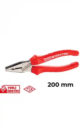 İzeltaş Kombine Pense Opak Seri 200 mm Ergonomik Kaymaz Sağlam Tutuş Günlük ve Profesyonel Kullanım Elektrik Kablo Kesme Aleti