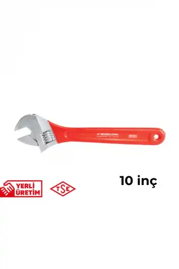 İzeltaş Kurbağacık Anahtar 10 İnç Uzun Ömürlü Ergonomik Saplı Sağlam Paslanmaz Çelik Çok Amaçlı Profesyonel Kullanım İngiliz Anahtarı