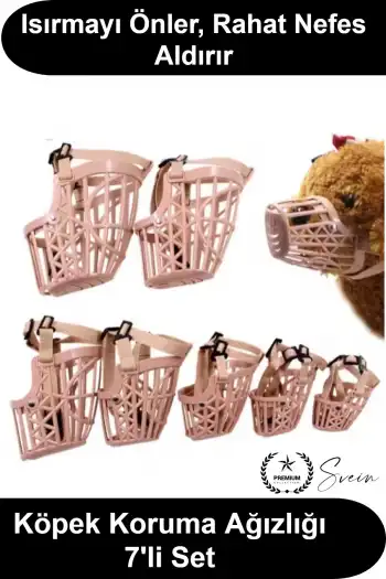 #KöpekAğızlığı Köpek Ağızlığı 7li Set Ayarlanabilir Kayışlı Plastik Koruma Ağızlık Isırma Önleyici Nefes Alabilen Kafes Tipi Yavru Yetişkin Küçük Orta Büyük Irk Uyumlu Eğitim Yürüyüş Veteriner İçin
