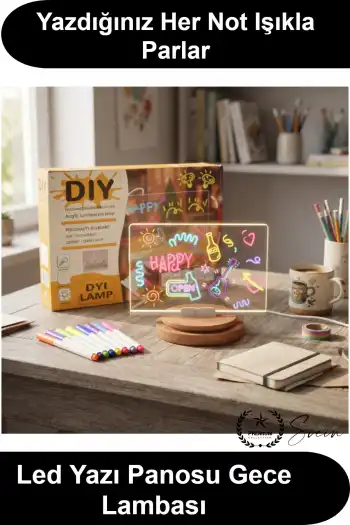 #LedYazıPanosu DIY Işıklı Not Tahtası Gece Lambası Akrilik Masaüstü Mesaj Levhası 7 Renk Kalem 6 Çizim Şablonu Hediyeli Dekoratif Aydınlatma Çocuk Odası Kafe Restoran Tabela Kişiselleştirilebilir