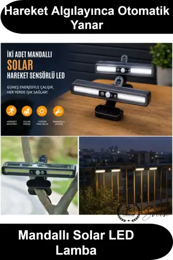 #SolarLamba 2li Mandallı 36 LED Güneş Enerjili Hareket Sensörlü Bahçe Aydınlatma 3 Modlu Kablosuz Dış Mekan Balkon Teras Korkuluk Şemsiye Kamp Çadır Işığı Suya Dayanıklı Kıskaçlı Garaj Duvar Spotu