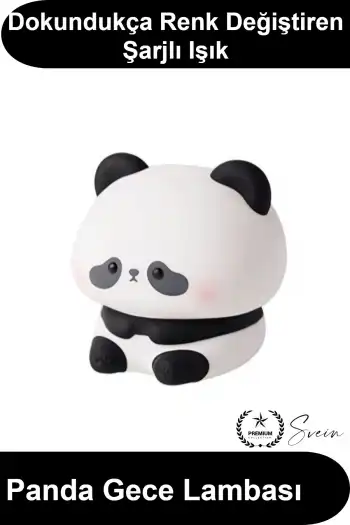 #PandaGeceLambası Panda Gece Lambası Dokunmatik Şarjlı Silikon Çocuk Bebek Odası Başucu Uyku Emzirme Işığı RGB Renk Değiştiren Zaman Ayarlı Kablosuz Masum Oturan Sevimli Tasarım Dekoratif Hediye