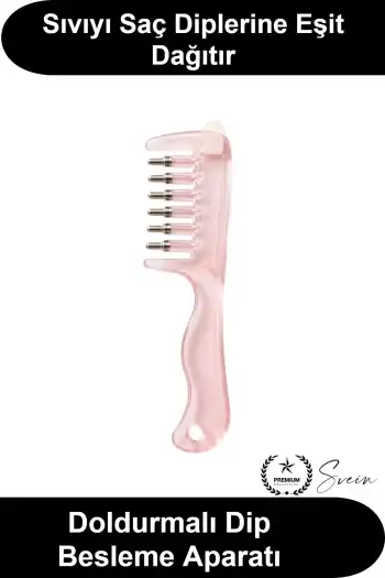 Saç Bakım Yağı Uygulama Tarağı Serum Aplikatörü Yeniden Doldurulabilir Hazneli Sızdırmaz Contalı Kafa Derisi Masajı Şeffaf Pembe Taşınabilir Yıkanabilir Besleyici Sıvı Dağıtıcı Kompakt Model