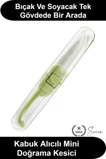 Çift Taraflı Meyve Sebze Bıçağı Soyacak Uçlu Paslanmaz Çelik Kılıflı Mutfak Gereci Salatalık Limon Dilimleme Soyma Aparatı Kamp Piknik Seyahat İçin Taşınabilir Pratik Ergonomik Salata Hazırlama Aracı