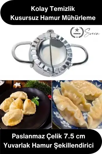 #Kalıp Paslanmaz Çelik Mantı Kurabiye Donut Kesici 7.5 cm Profesyonel Yuvarlak Hamur Kesme Kalıbı Ravioli Gyoza Börek Poğaça Hamur Şekillendirici Mühürleyici Mutfak Aparatı